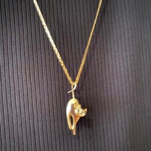 Gold Cat Charm Necklace